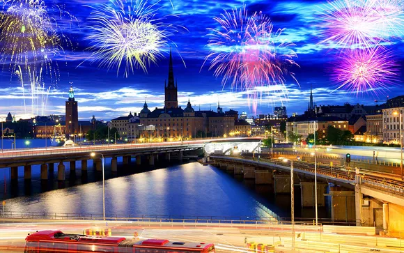 Oud en nieuw vuurwerk in Zweden